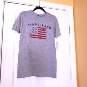 Timberland Shirt Gray US Flag Symbol Timberland Logo Sz-S